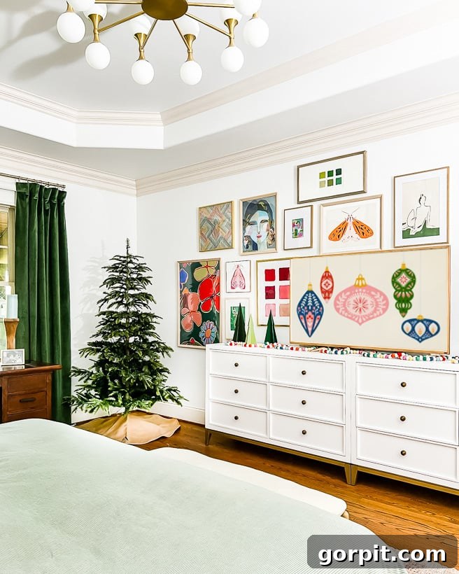 Christmas Bedroom with Digital TV Art
