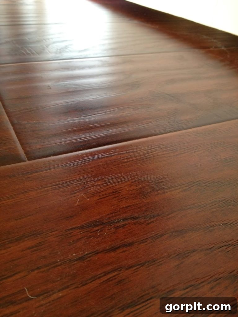 Close Up of Hand-Scraped Laminate Flooring