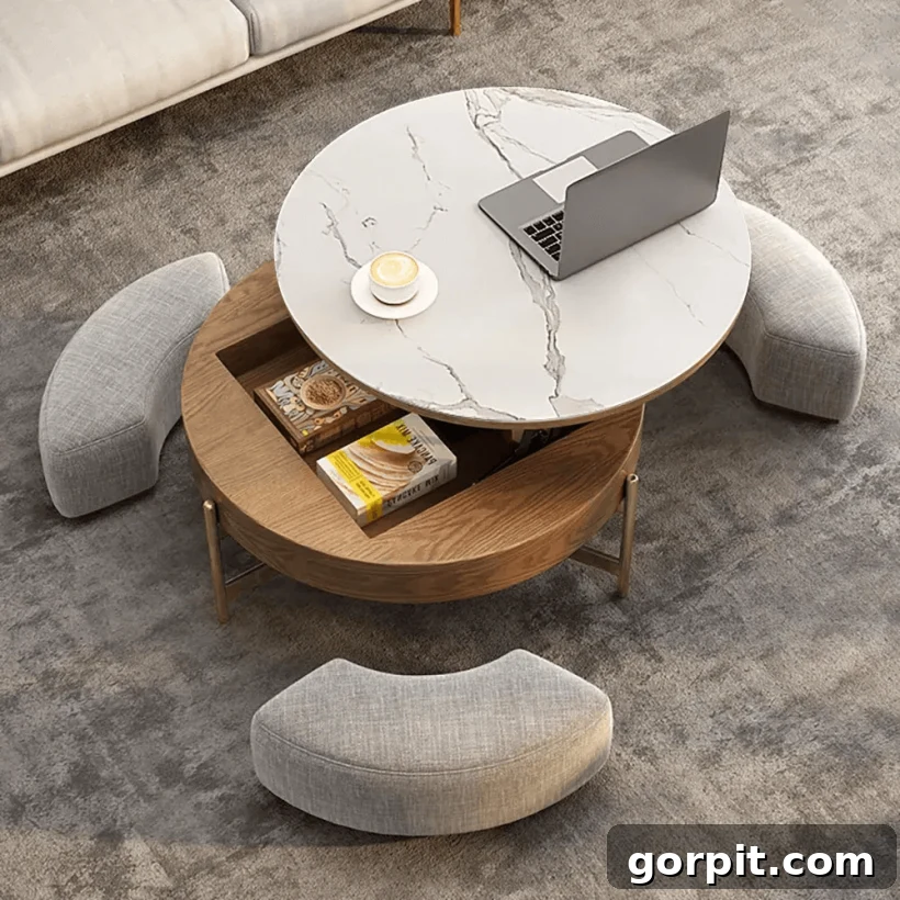 Statement Coffee Table Designs 12 Homary coffee table with storage and ottomans, versatile and space-saving