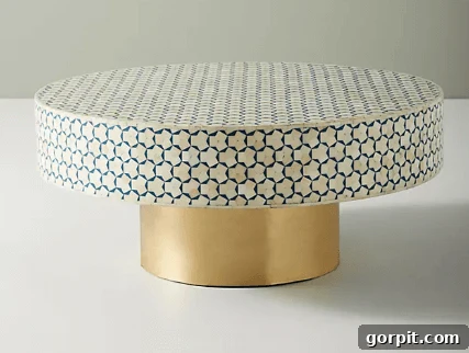Statement Coffee Table Designs 16 Anthropologie Targua inlay coffee table with intricate pattern and gold base