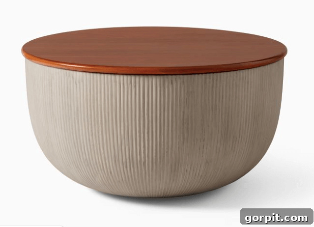 Statement Coffee Table Designs 5 West Elm Odin concrete and maple storage coffee table, modern minimalist design