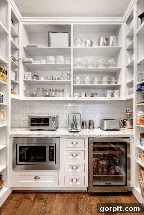 Unlock Your Pantry's Full Potential 13 walk-in pantry with countertop for coffee and small work space
