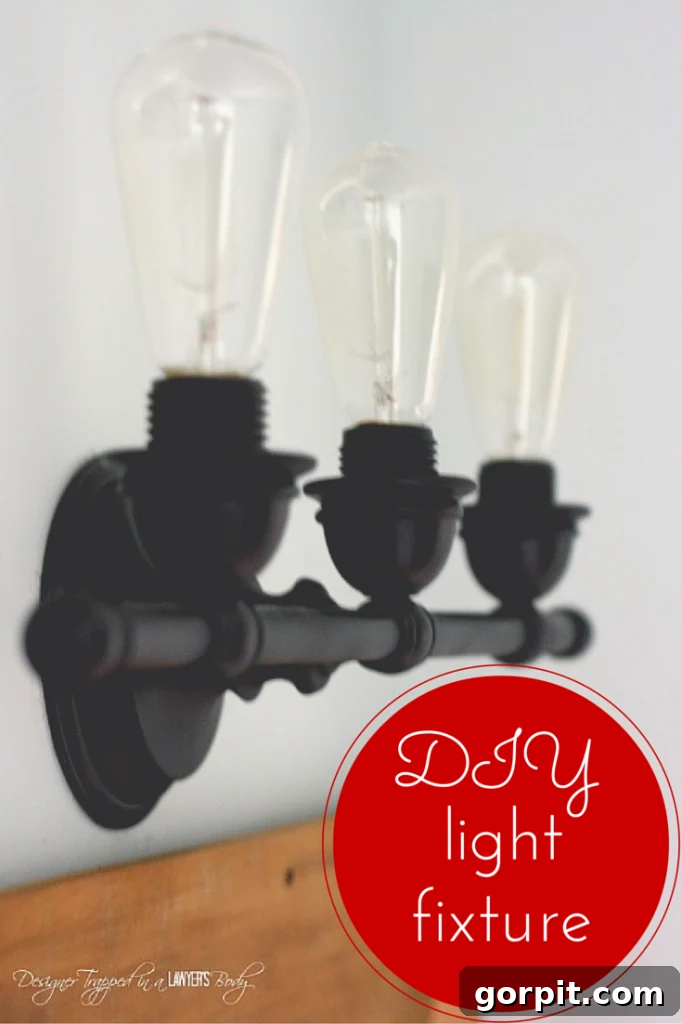 Craft Your Own Pendant Light 17 Easy DIY industrial bathroom lighting update, transforming a powder room for under $30.
