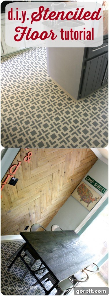 AMAZING! Do you have badly damaged wood floors that you can afford to refinish? This is a great option! Love the look of these stenciled floors! Check out the full tutorial by Designer Trapped in a Lawyer's Body.