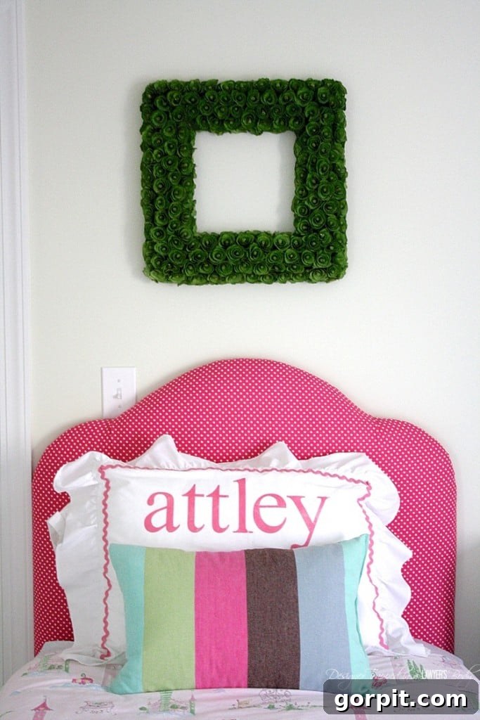 Stylish DIY upholstered headboard adding charm to the room