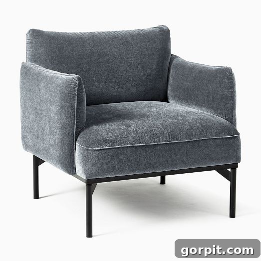 blue gray velvet accent chair for under $400