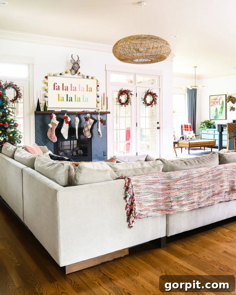 West Elm Harmony sectional sofa in family room of Tasha Agruso of Kaleidoscope Living
