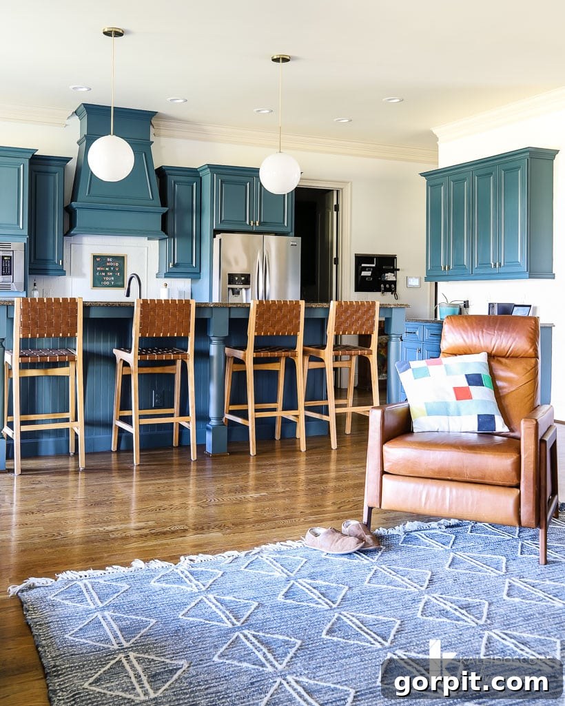 West Elm Spencer Recliner: Our Honest 5-Year Ownership Report 6 West Elm Spencer leather recliner pictured in great room of Tasha Agruso of Kaleidoscope Living