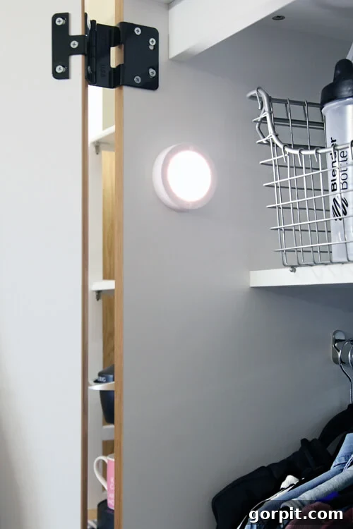 Dorm Room Unlocked: Smart Hacks for Ultimate Space 14 Puck lights in dorm room closet