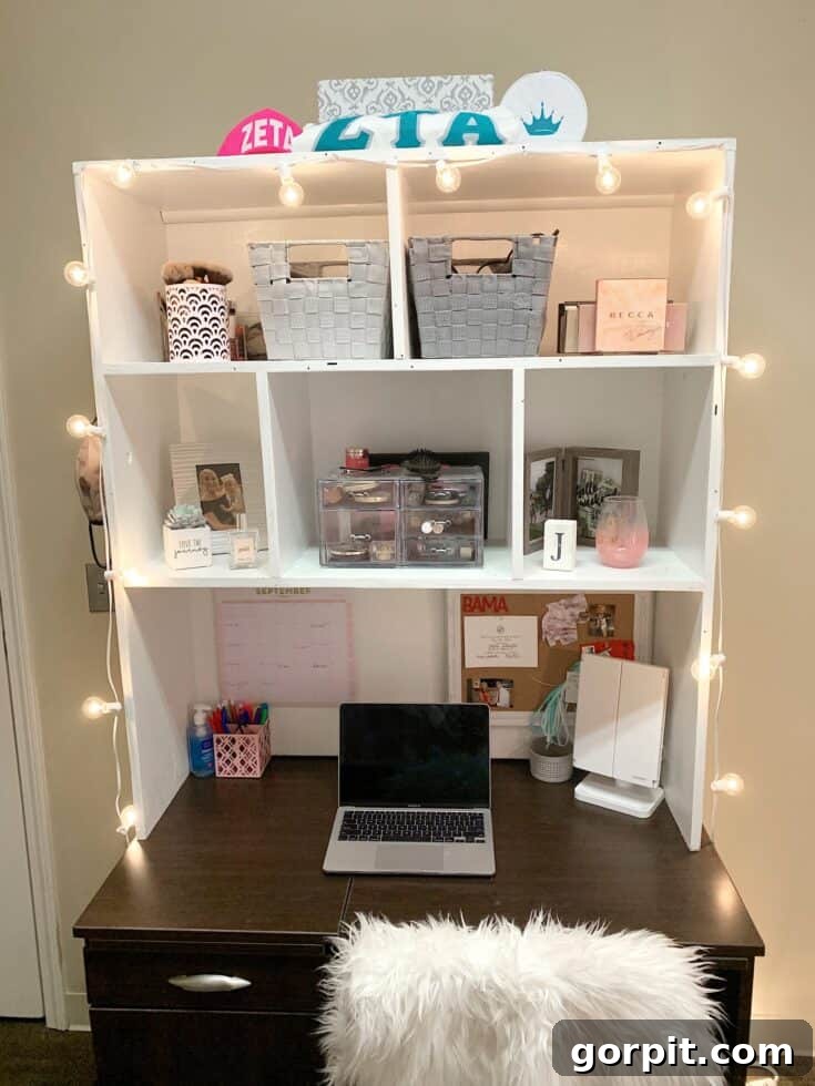 Dorm Room Unlocked: Smart Hacks for Ultimate Space 19 Desk hutch in dorm room