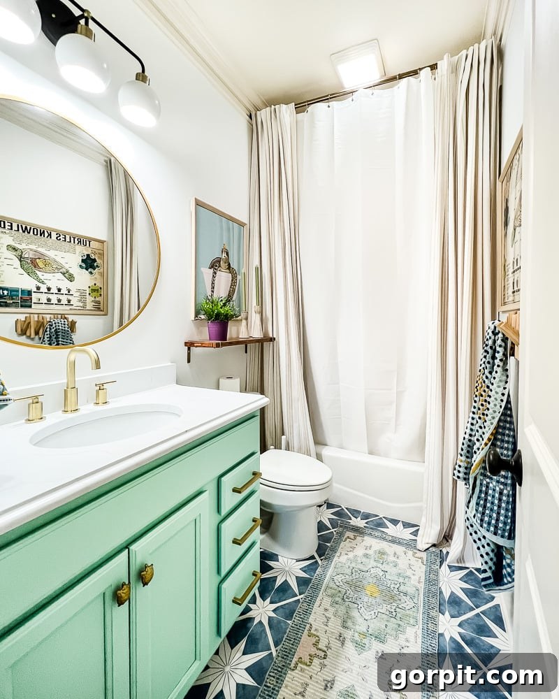 Tile Stickers: The Ultimate Guide 5 teal and blue girls' bathroom with floor tile stickers