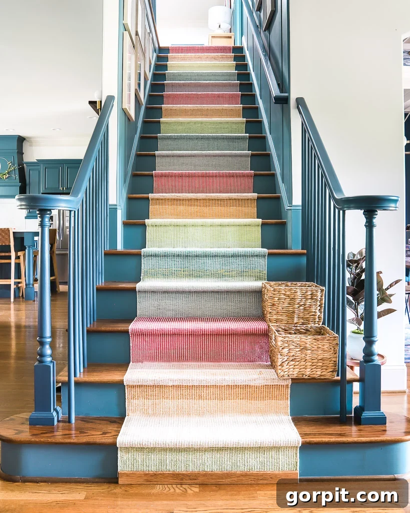 Creative DIY Staircase Transformations 5 colorful staircase after DIY makeover