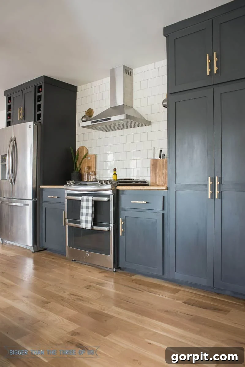 Timeless Neutral Colors for Stunning Kitchen Cabinets 14 Cracked Pepper by Behr on kitchen cabinets with white tile backsplash