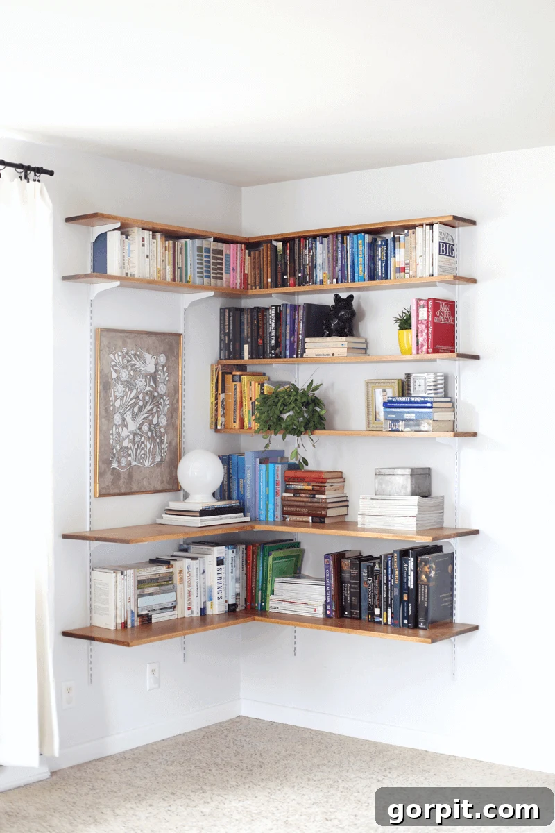 corner shelves with brackets