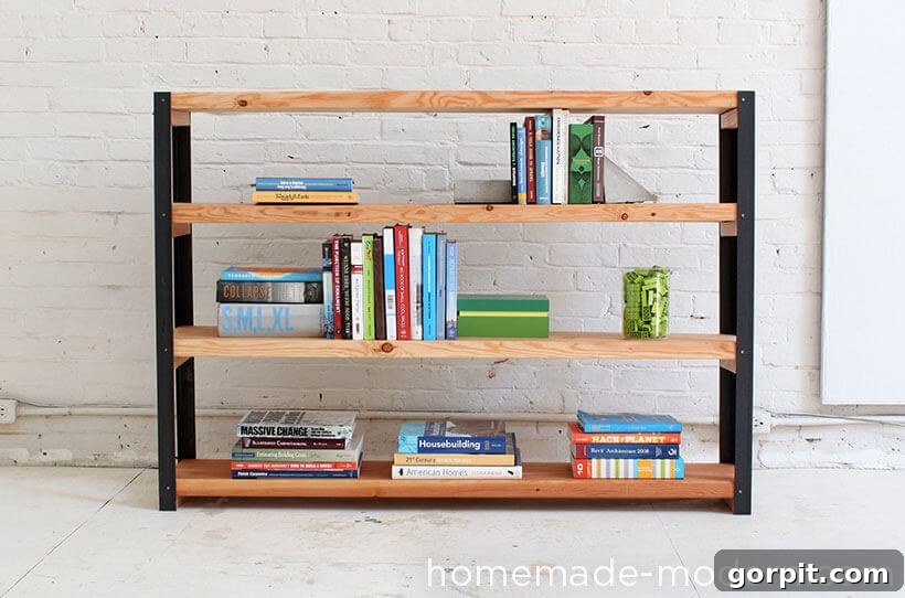 DIY industrial iron bookcase