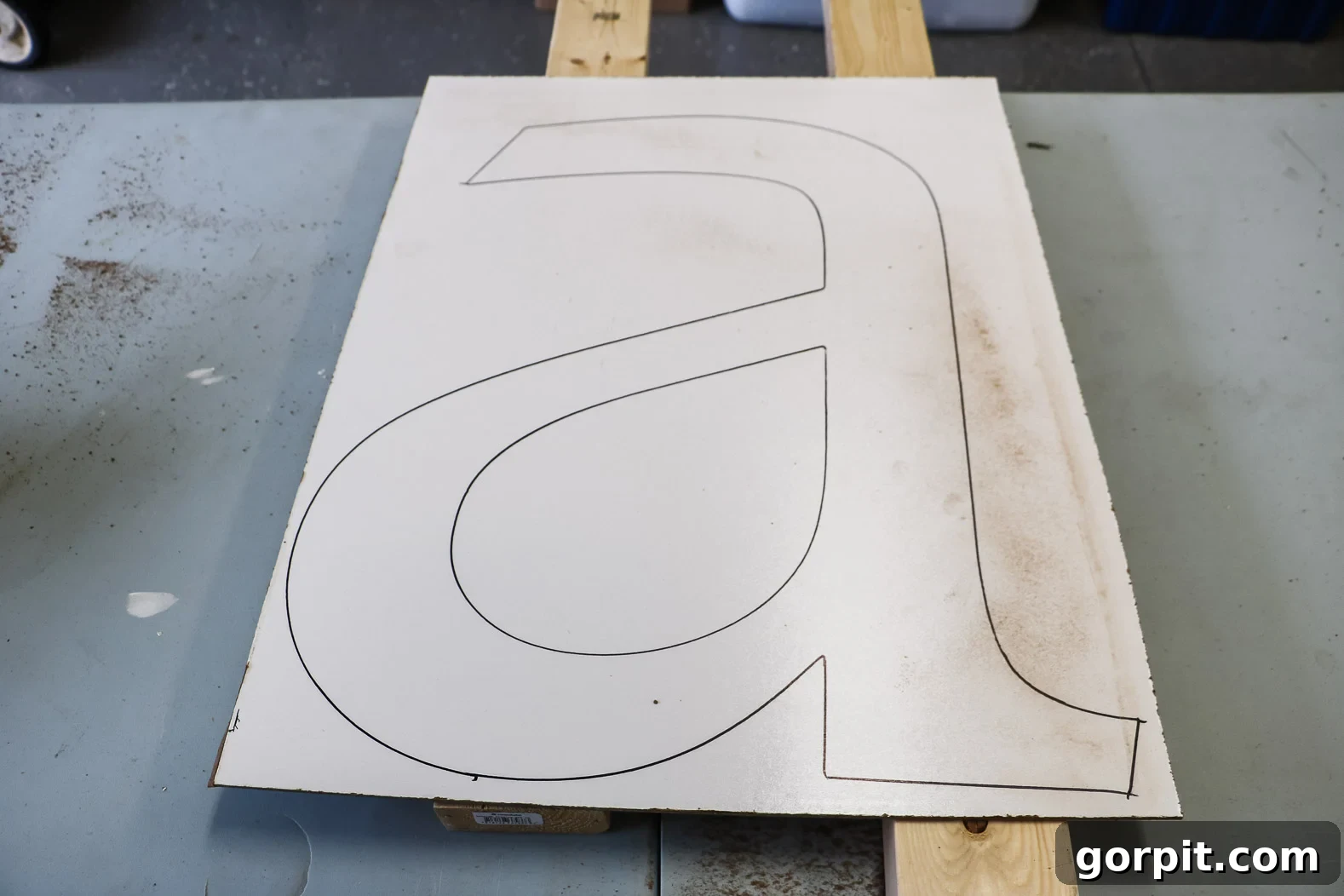 Elevate Your Decor with Handmade Giant Letters 3 Large letter A traced onto wood panel, ready for cutting