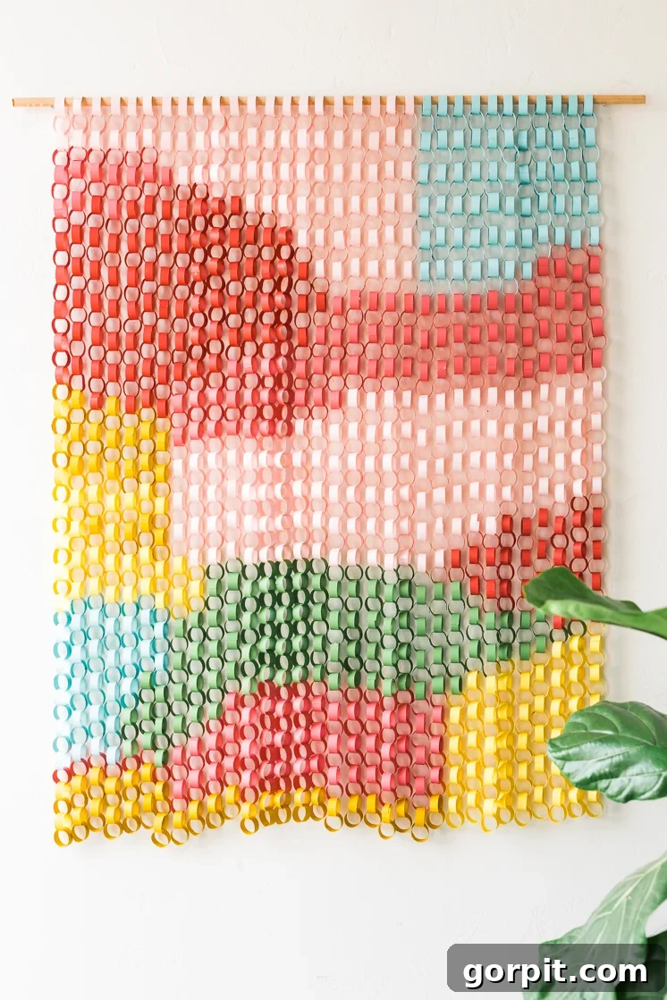 stylish paper chain wall hanging in various shades