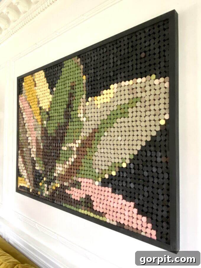 large pixel dowel art of a flower