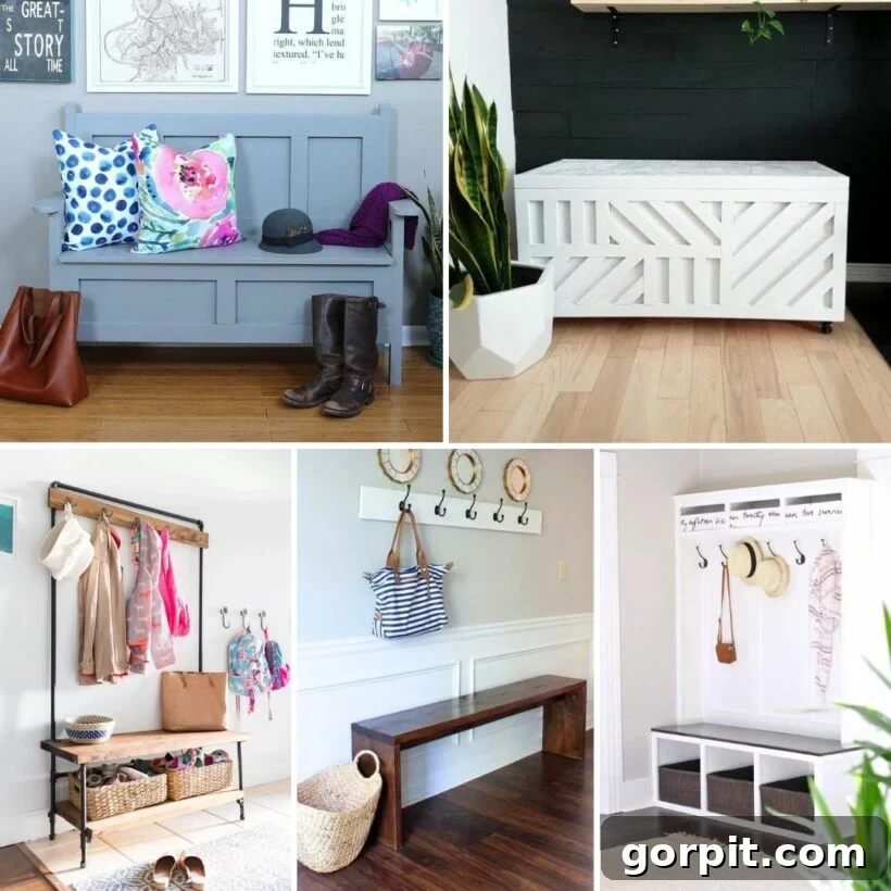 Stylish DIY entryway benches with ample storage solutions