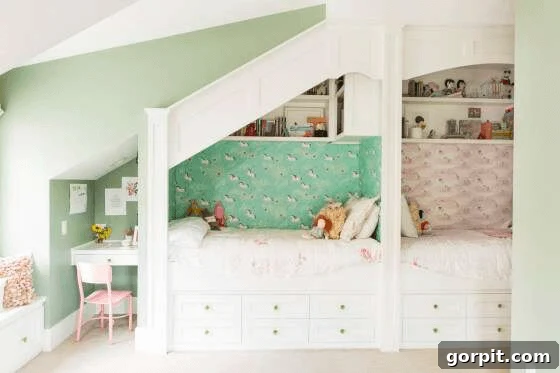 white built in beds with drawers underneath and shelves above