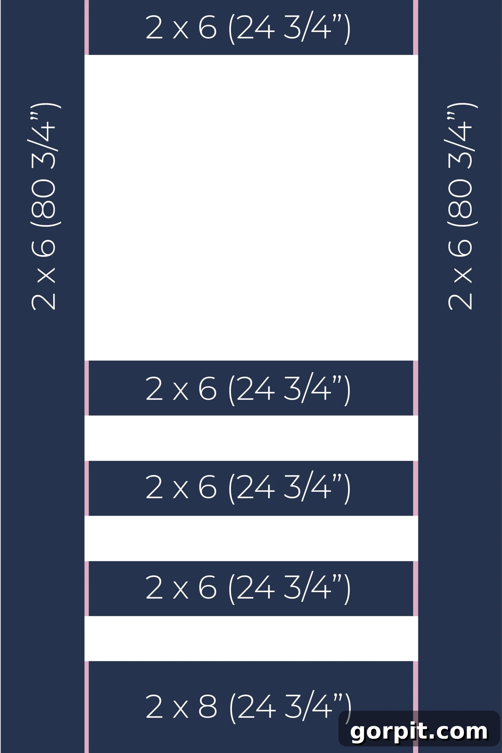 Diagram illustrating the dimensions and wood cuts for a DIY screen door frame.