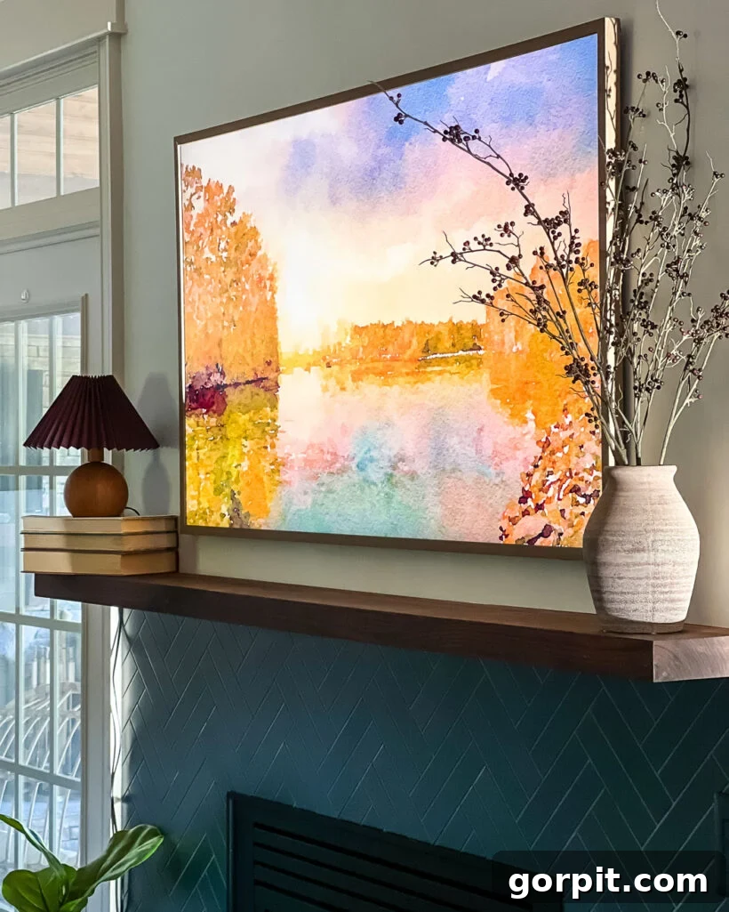 Comparison of DIY bobbin frame vs. Samsung Frame TV Bezel