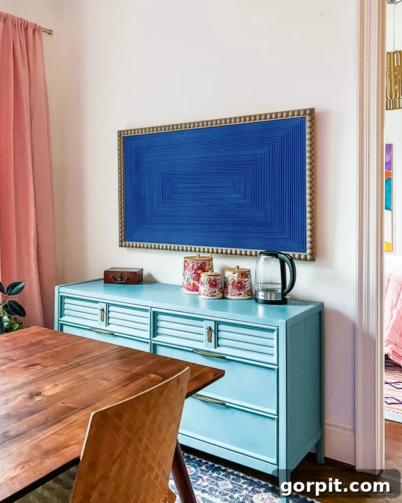 TV with digital art and frame