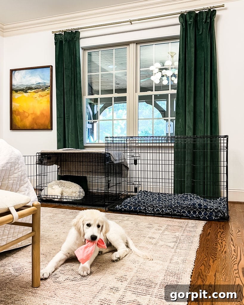 metal dog crates in bedroom