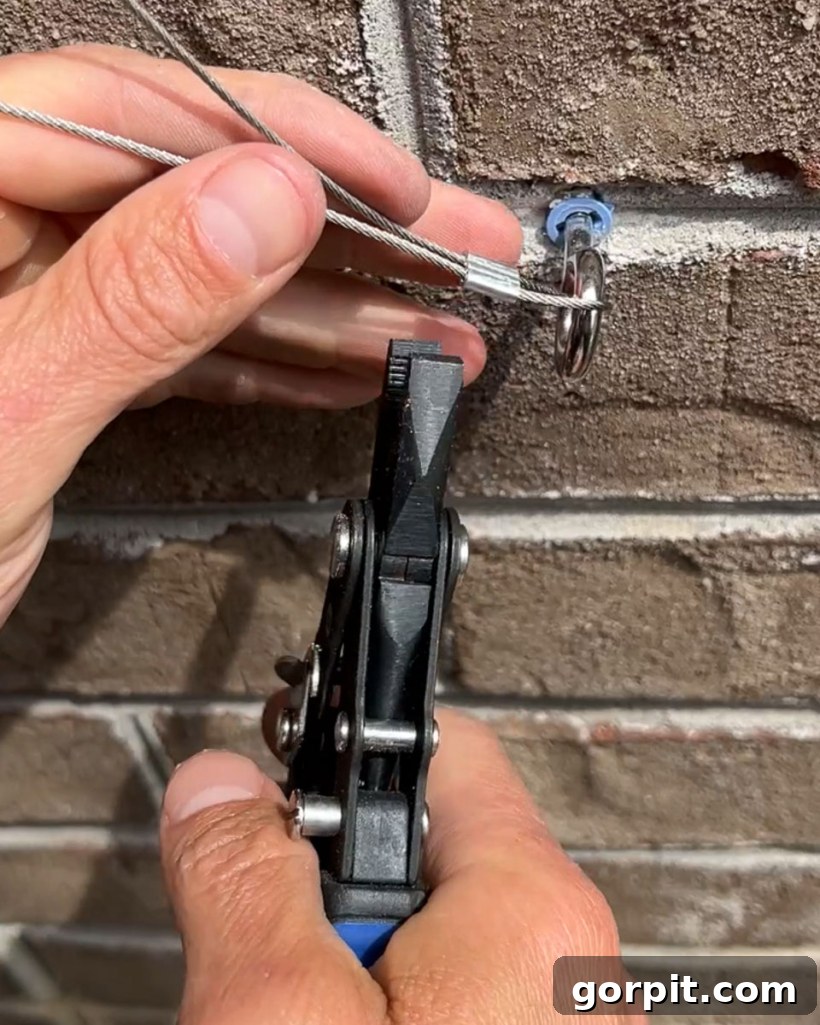 using pliers to clamp aluminum ferrule