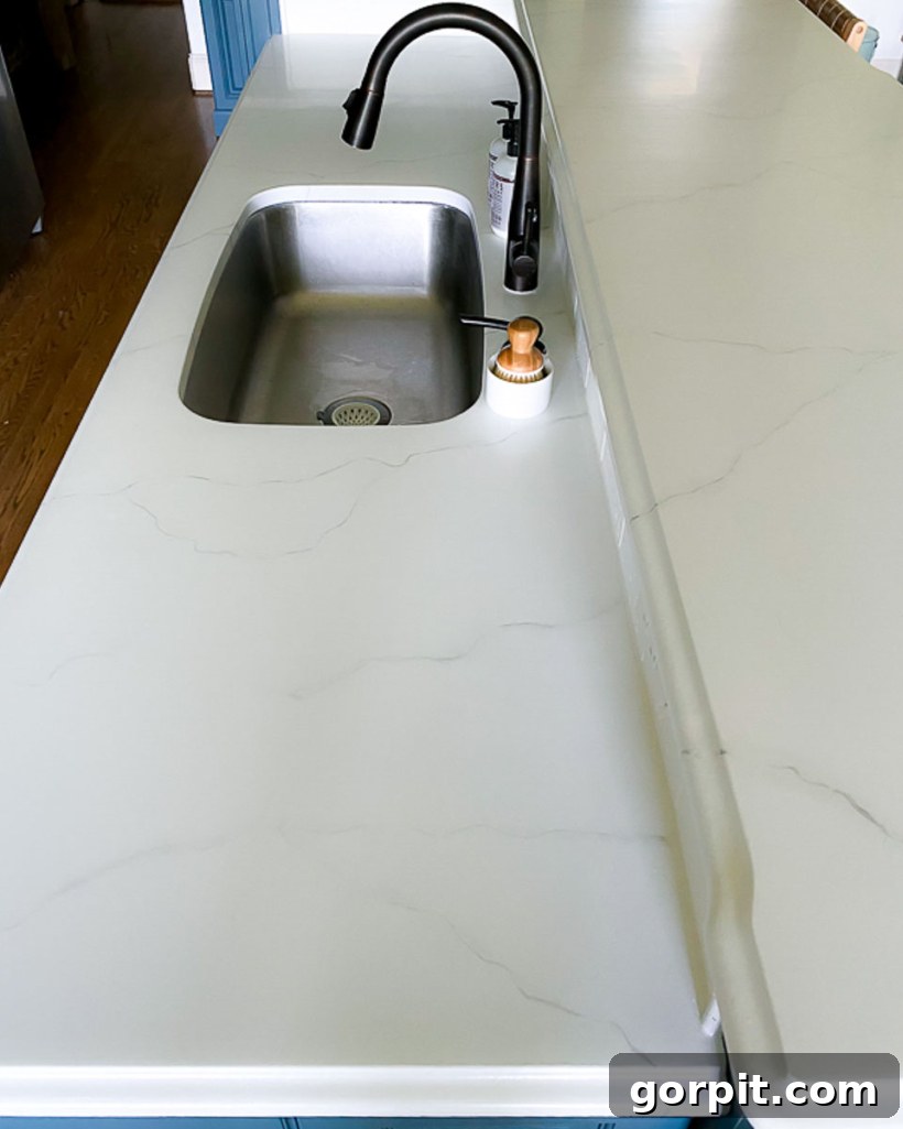Painted Countertops The Long Haul Report 9 Countertops painted to look like honed marble with a satin polycrylic finish