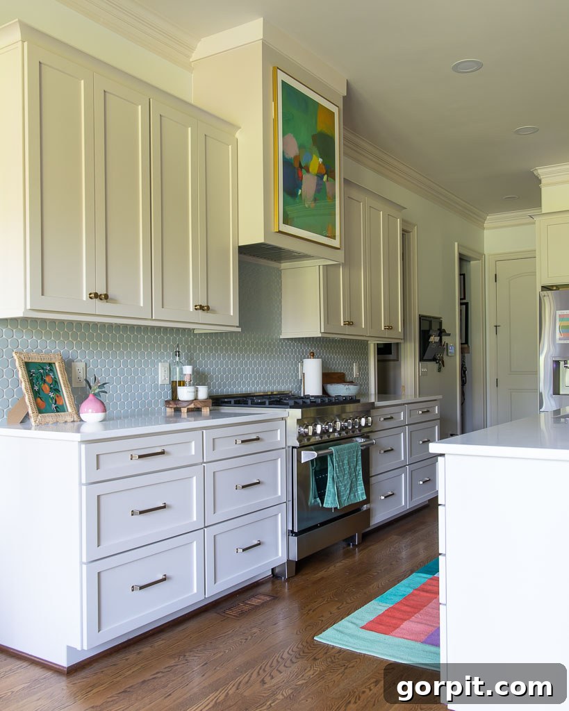 Our Kitchen Renovation Reveal A Perfect Blend of Neutral and Color 11 Detail shot of spacious kitchen drawers, showcasing efficient organization for spices and utensils.
