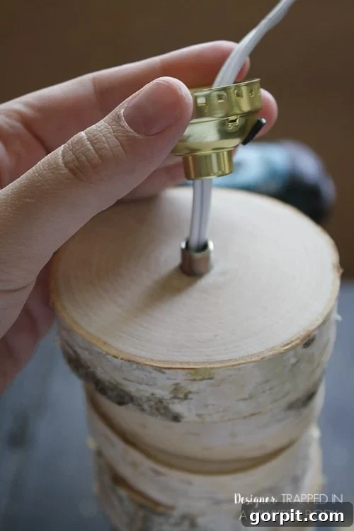 Attaching the Collar Component to the Threaded Nipple on the Lamp Base