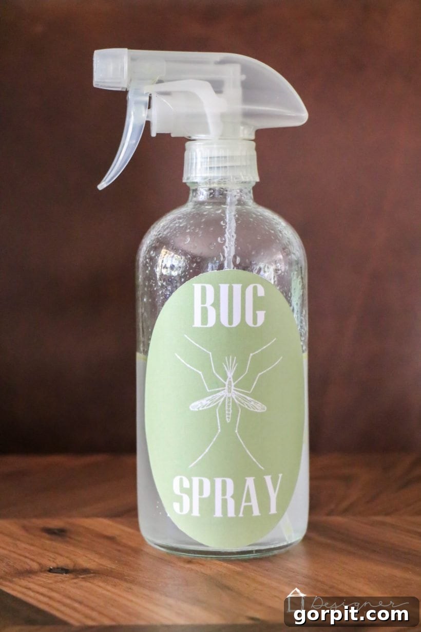 Homemade Chemical-Free Bug Defense 7 Shareable Pinterest graphic for all-natural DIY bug spray, featuring essential oils for effective and safe mosquito repellent.