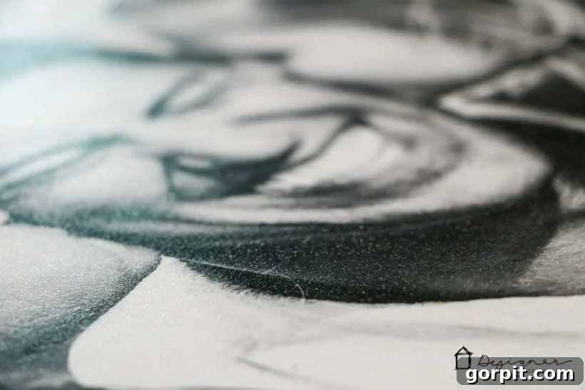 Close-up of DIY photo canvas texture from the fabric method