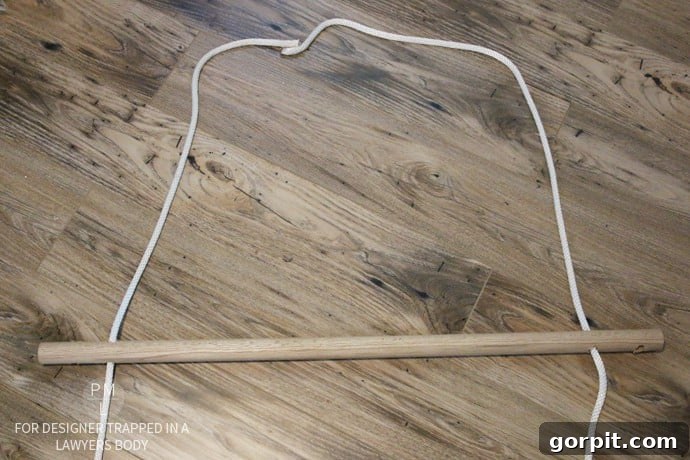 Homemade Hammock Lounger 15 Marking rope for knot placement on DIY hammock chair