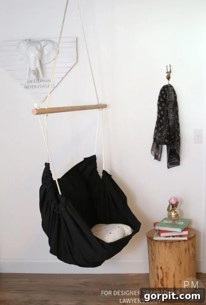 Homemade Hammock Lounger 19 Stylish DIY hammock chair in a modern home setting