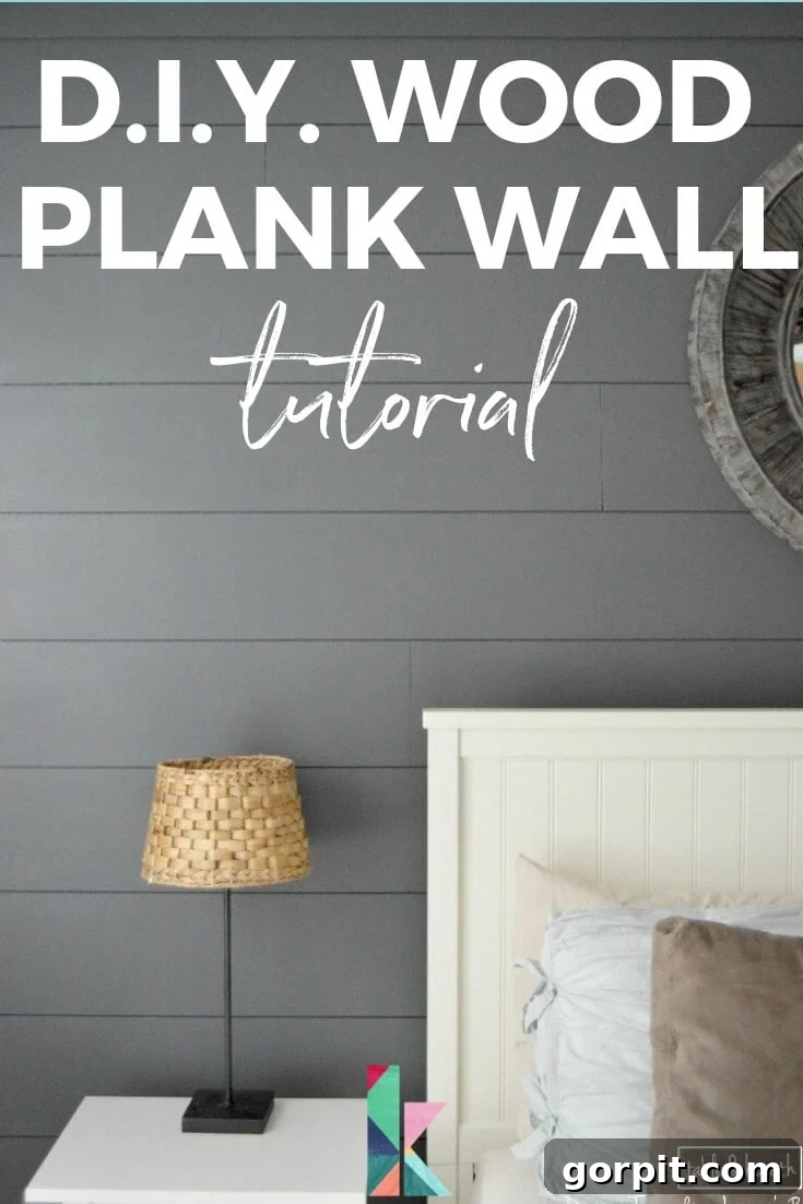 Rustic DIY wood plank wall accent in a bedroom, easy and affordable weekend project