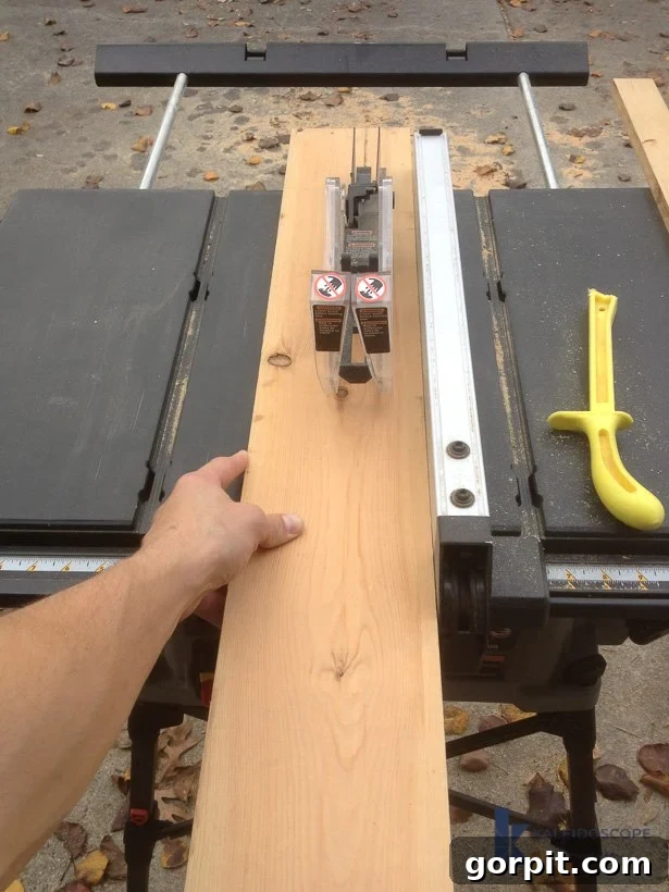 table saw ripping wood