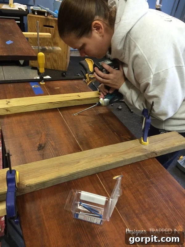 Attaching desk boards with Kreg jig and drilling pipe holes