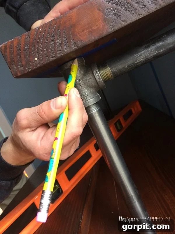 Marking and drilling process for pipe shelf holes