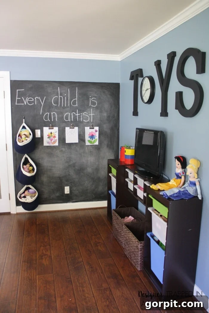 Kids' playroom with new laminate floors, showcasing a bright and inviting space for play.