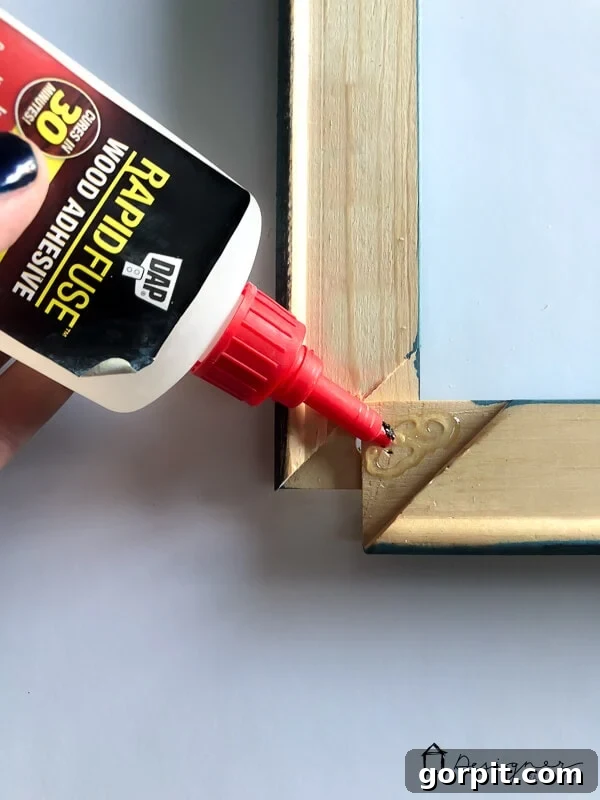 Securing DIY picture frame joints for large artwork