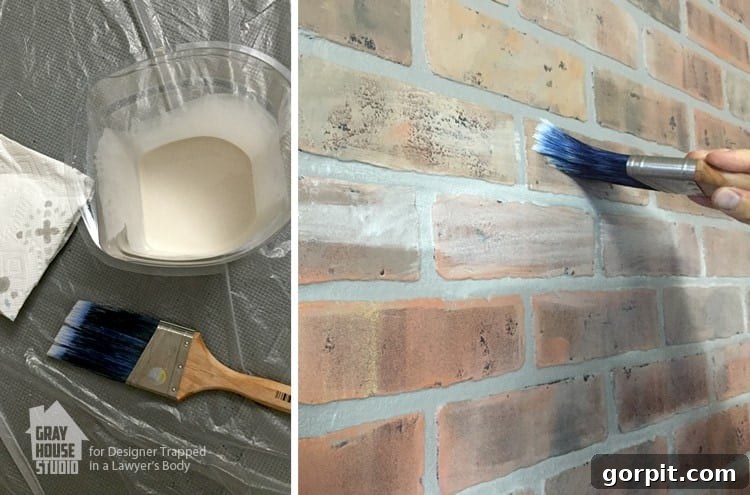 Detailing the Mortar Lines for a Clean Faux Brick Finish