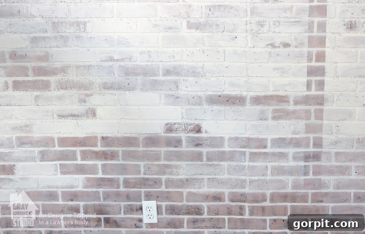 Applying a Light Whitewash Layer to Faux Brick