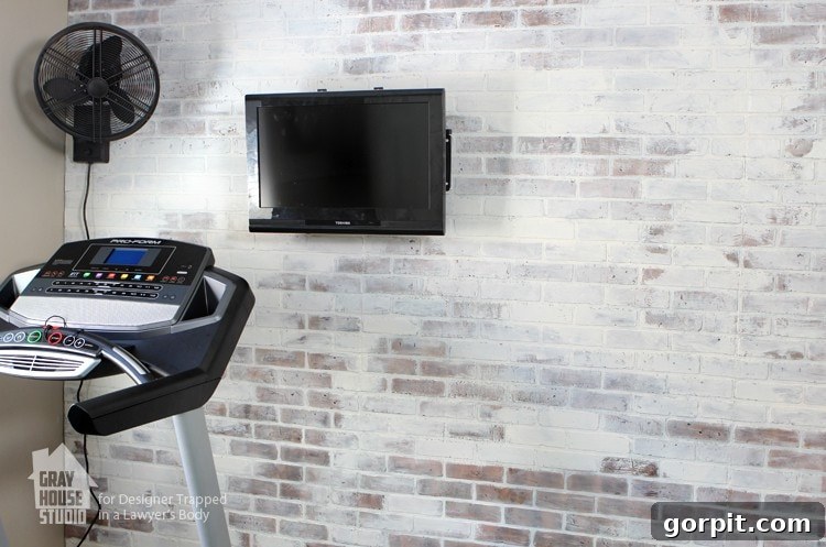 Dramatic Before and After of the Faux Brick Wall Painting
